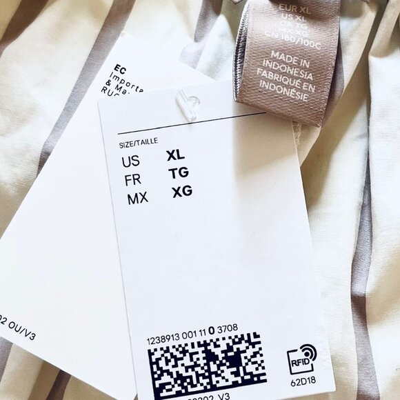 H & M Striped Wide Leg Pants in White/Beige (XL) New with Tag - Picture 9 of 10